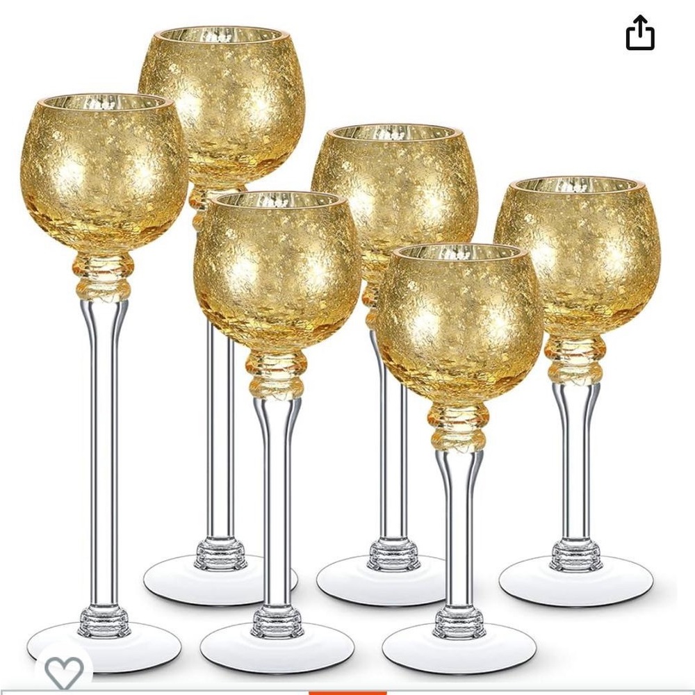 6 Pack Crackled Glass Candle Holders Tealight Candle Holders